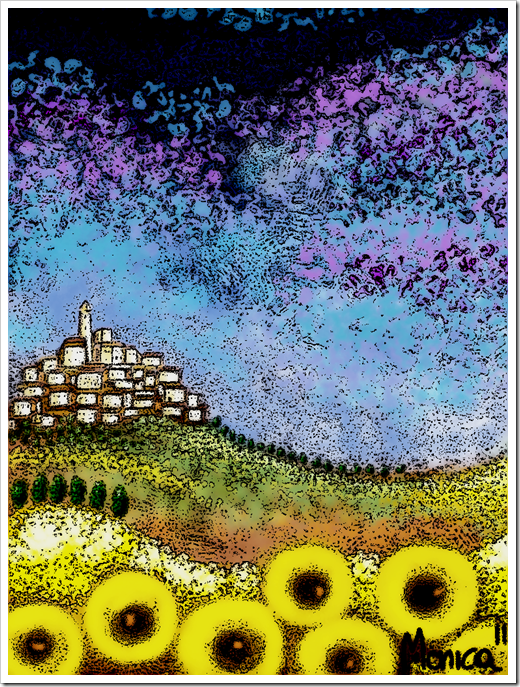 Collina in fiore inked