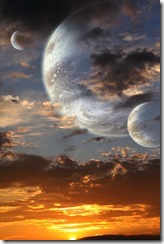 Sunset in alien planet